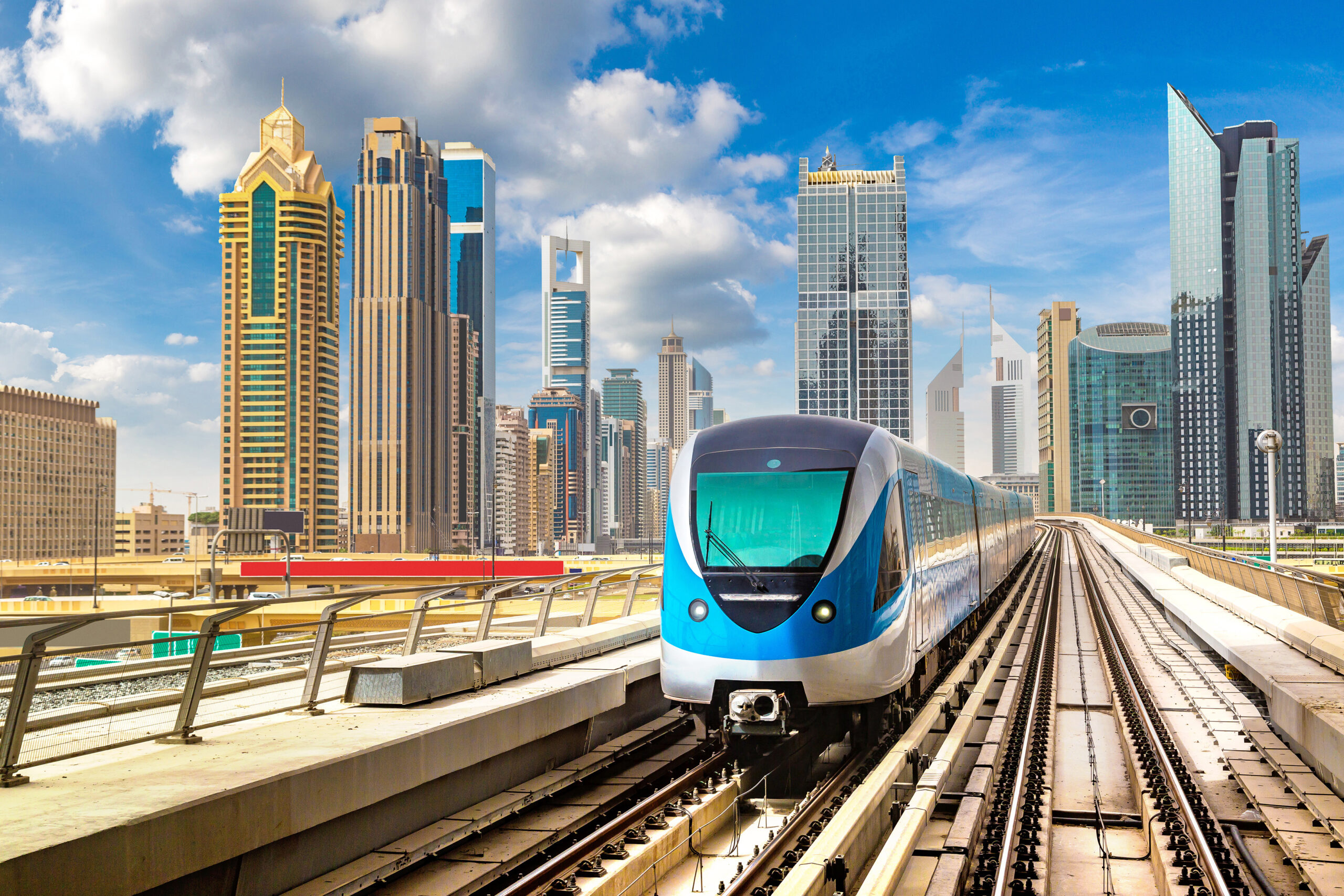Dubai Metro - Metro train approaching the station
