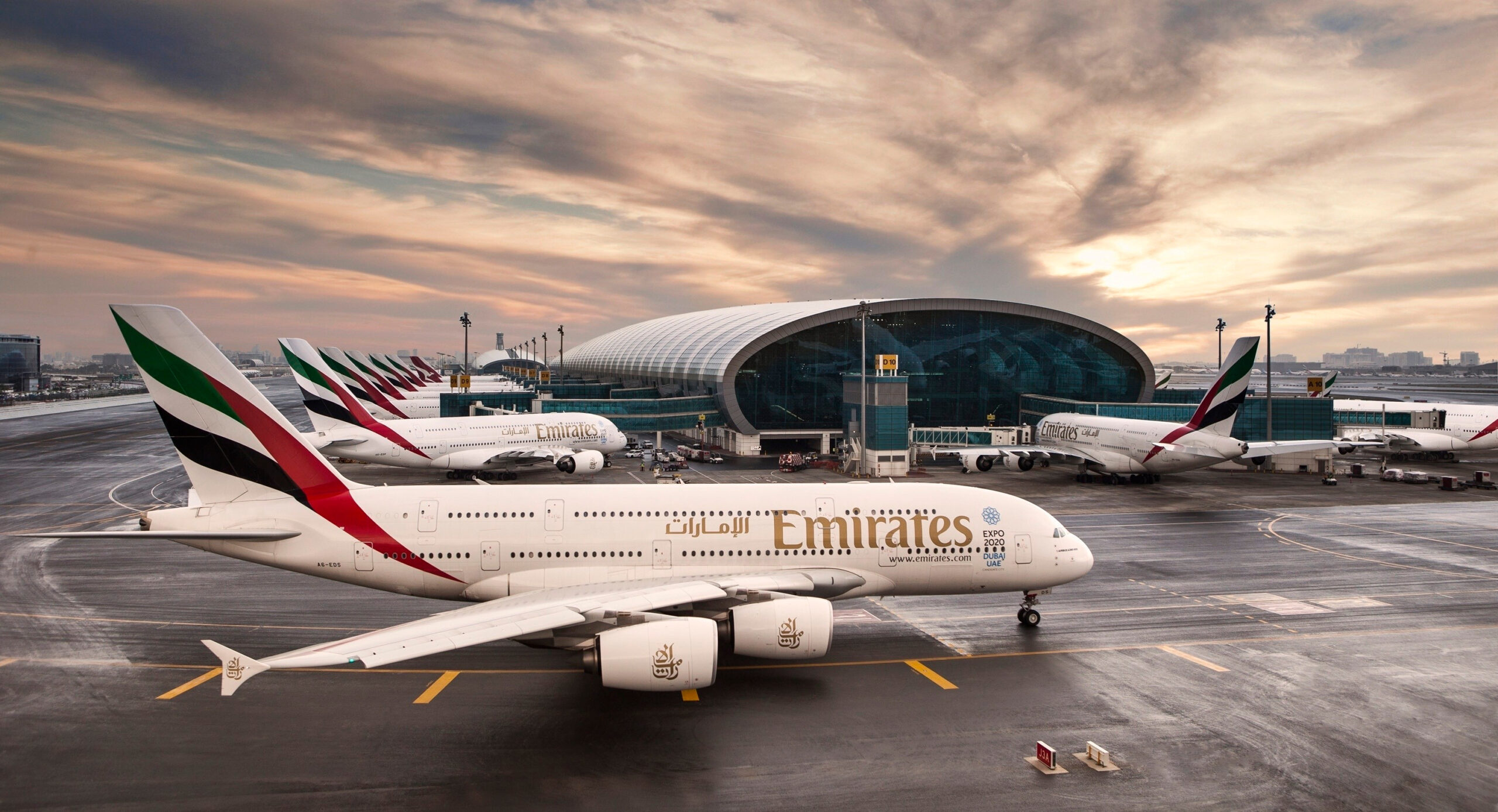 Dubai Airports - Emirates A380 aircraft at DXB airport