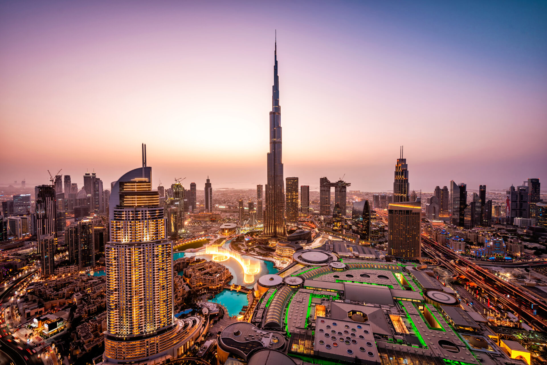 Burj Khalifa Dubai - Sunset above Downtown Dubai